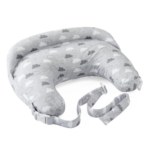 Boppy Deluxe Clouds – szara poduszka do karmienia w chmurki z pasem