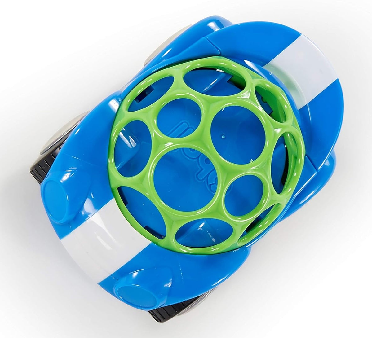 BRIGHT STARTS Oball Rattle & Roll jeżdżący samochód z grzechotką, niebiesko-zielono-biały, dla 3 m+