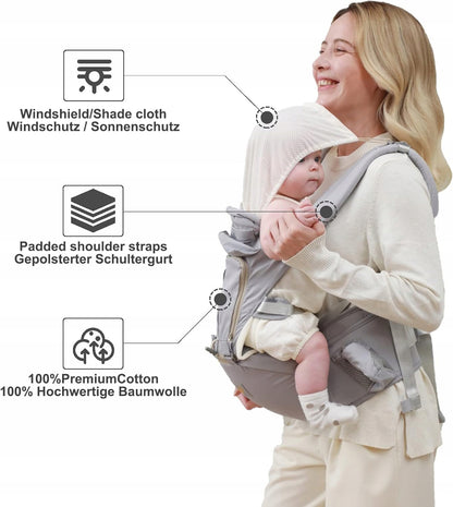 GROWNSY Babytrage Ergonomisch mit Hüftsitz 6-in-1
