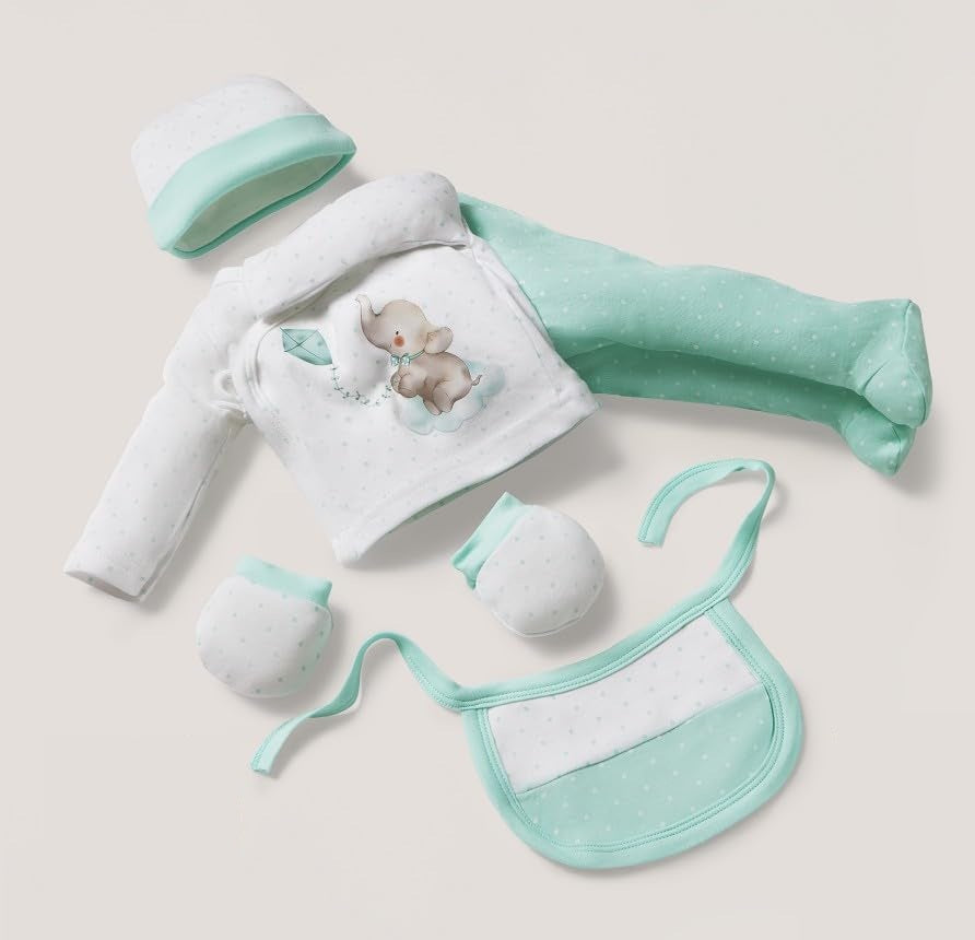 INTERBABY Geschenkset aus Baumwolle Pyjama Mütze Socken Lätzchen Strumpfhose