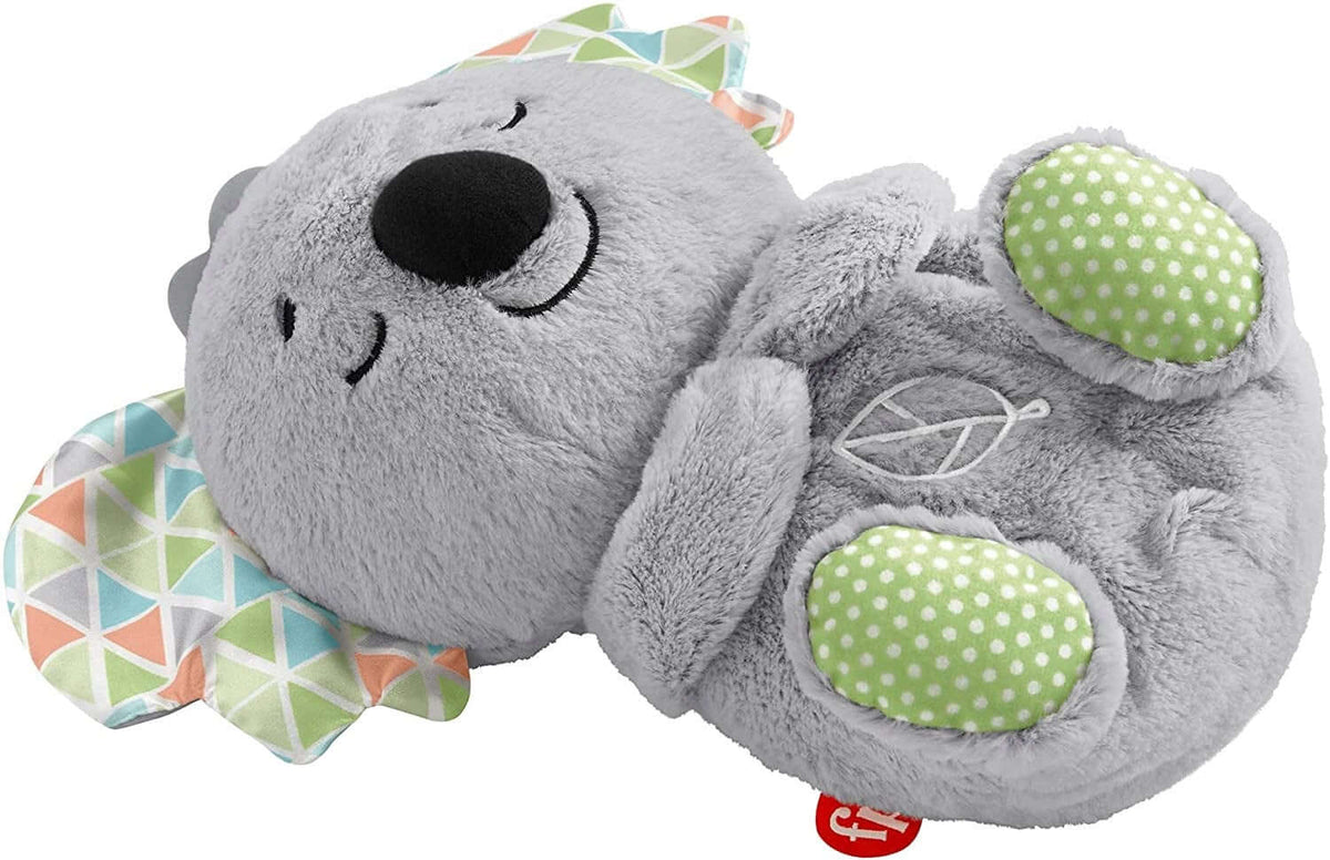 FISHER-PRICE śpiący KOALA oddychający brzuszek, szary pluszowy uspokajacz dla niemowląt 0+