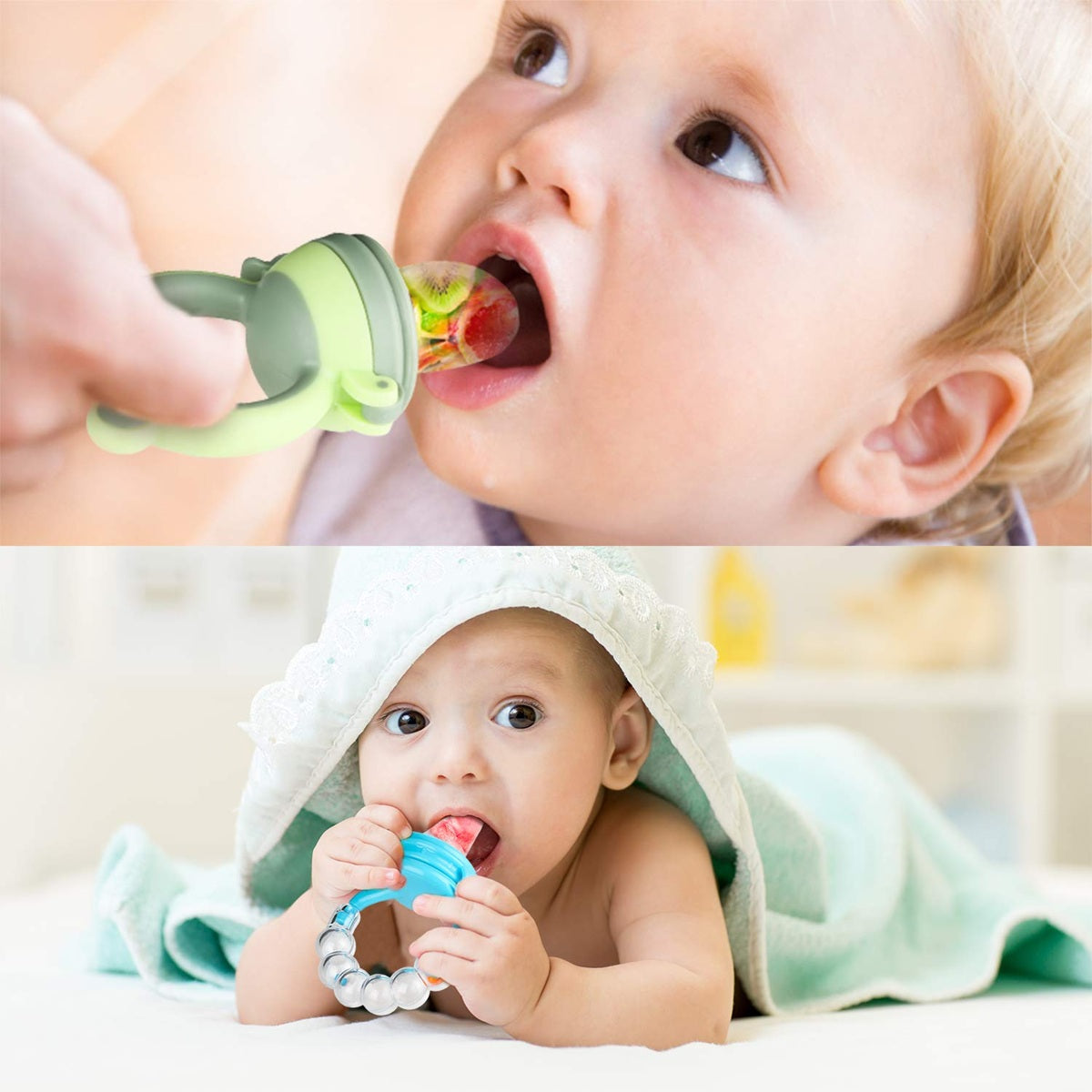 KOSHINE Obst-Sauger 2 Stück 5 Mundstücke + 125 ml Löffel und Kette