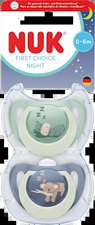 NUK First Choice Night smoczki uspokajające 0-6 mies.