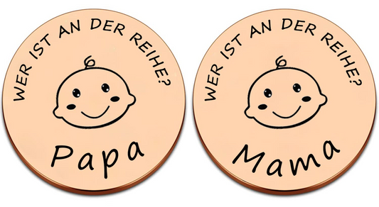 KIYOYI Stahl-Entscheidungsmünze MAMA oder PAPA 3 cm