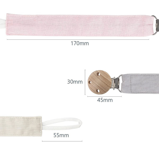 RUBY chaîne de sucette en bois et coton avec clip, lot de 3 pièces
