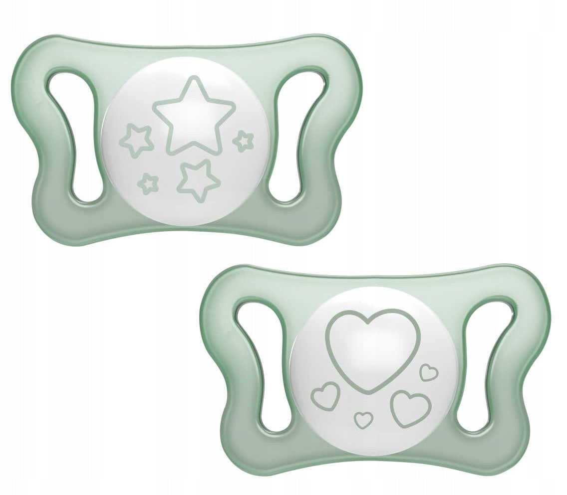 CHICCO MICRO PhysioForma smoczek x2 silikon 0-2m ŚWIECI