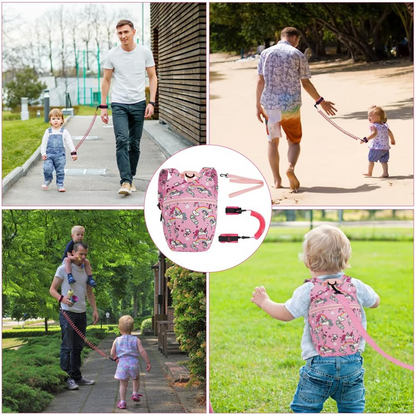 AOMIG Rucksack mit Sicherheitsgurt + Leine Handgelenkband EINHORN