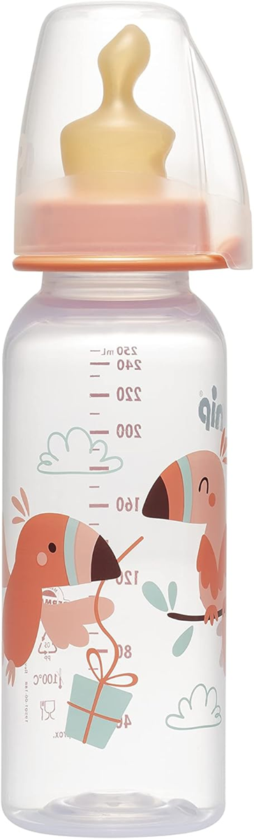 NIP Latexflasche mit Sauger Größe M mittlerer Durchfluss 240 ml