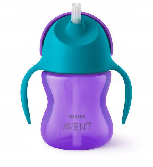 PHILIPS AVENT SCF796/02 kubek niekapek 200 ml 9 m+ fioletowo-turkusowy z uchwytami i słomką