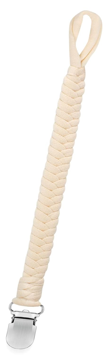 ANNHAO Schnullerkette aus Baumwolle mit Clip 22 cm BEIGE