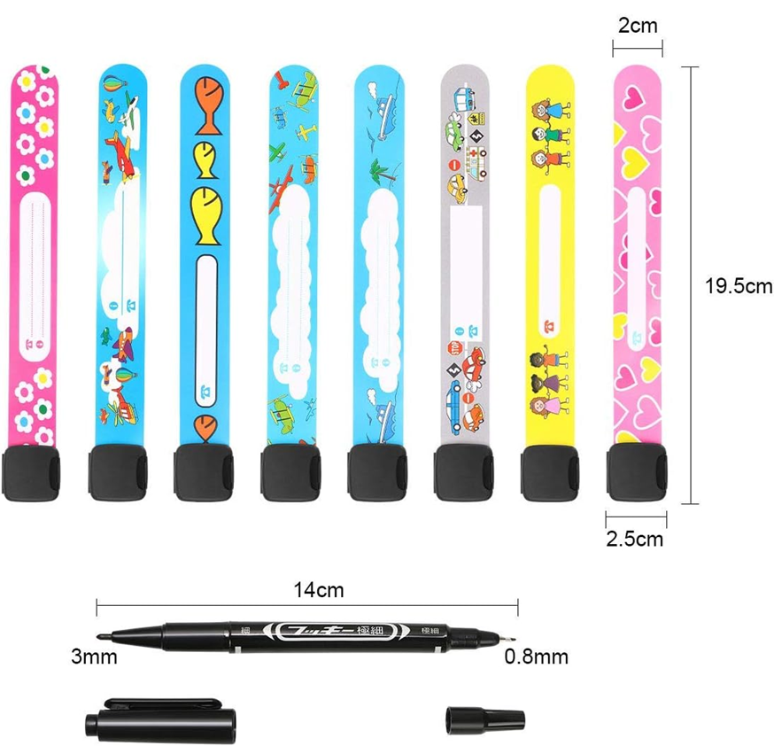 VICLOON wasserdichte SOS-Armbänder für Kinder 8 Stück + Marker