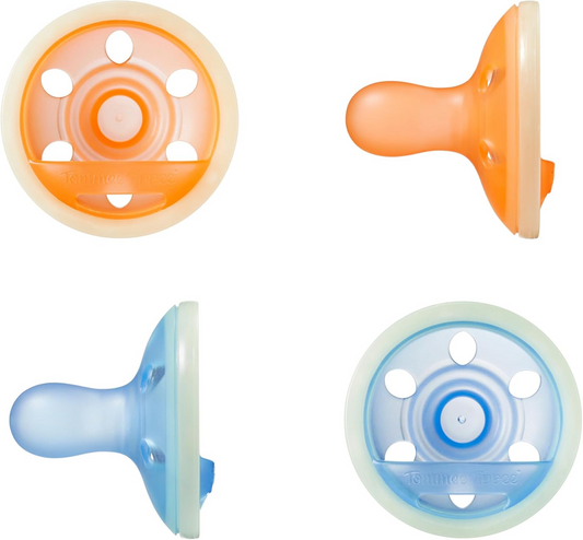 TOMMEE TIPPEE Breast Like glow in the dark soothing pacifiers x4