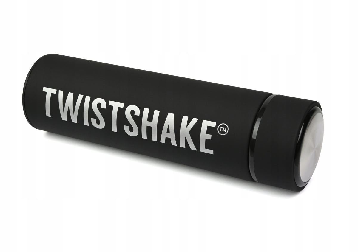 TWISTSHAKE HOT OR COLD termos ze stali nierdzewnej 420 ml, czarny izolowany termos podróżny