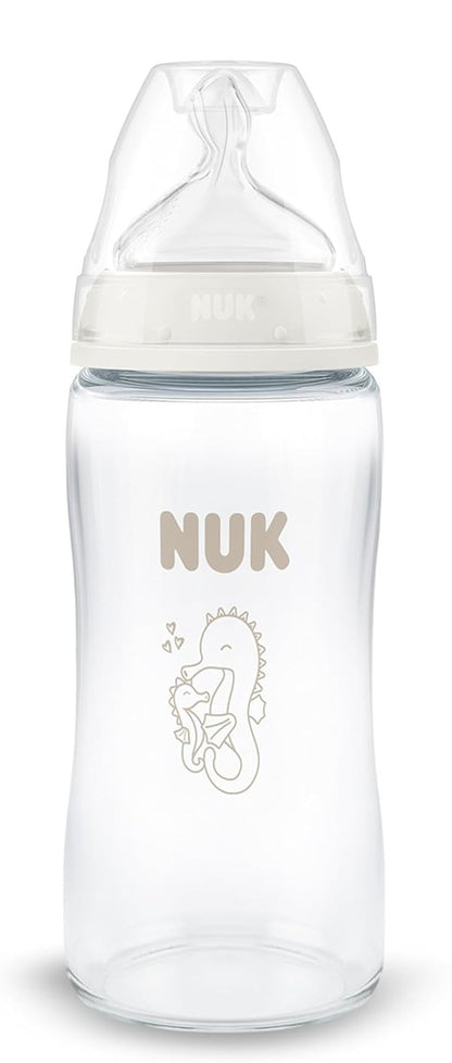 NUK First Choice butelka szklana 240 ml smoczek M 3 m+ KONIK MORSKI