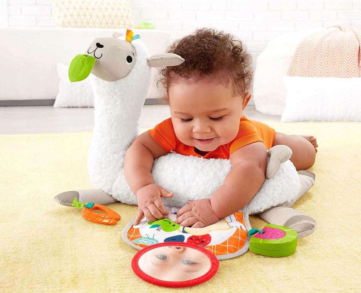 FISHER-PRICE GLK39 Lama do zabawy na brzuszku, miękka lama do ćwiczeń na brzuszku dla niemowląt 0+