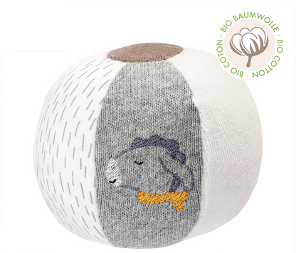 FEHN Natur Baumwoll-Rasselball 9 x 10 cm BÄR und ESEL