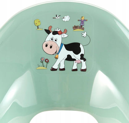 KEEEPER Funny Farm nakładka na sedes 18 m+ zielona z motywem krowy, anatomiczna, BPA free