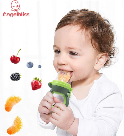 ANGELBLISS Fruchtsauger für Babys 3-12 Monate, 2 Stück, 6 Mundstücke