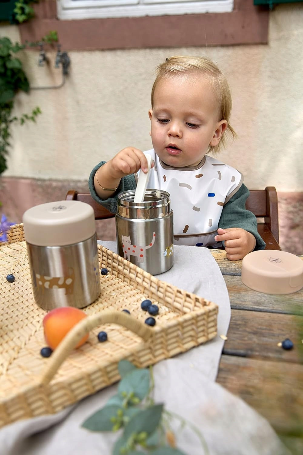 LASSIG Food Jar TERMOS OBIADOWY stal nierdzewna 315 ml, beżowy termos obiadowy dla dziecka na posiłki w podróży