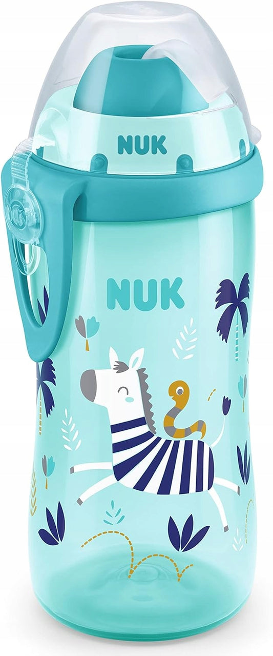 NUK Flexi Cup BUTELKA ze słomką 300 ml efekt kameleona, niebieska butelka dla dzieci 12 m+