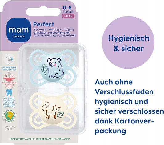 MAM Perfect Beruhigungssauger 2er-Pack 0–6 Monate + Box – Produktbild 2