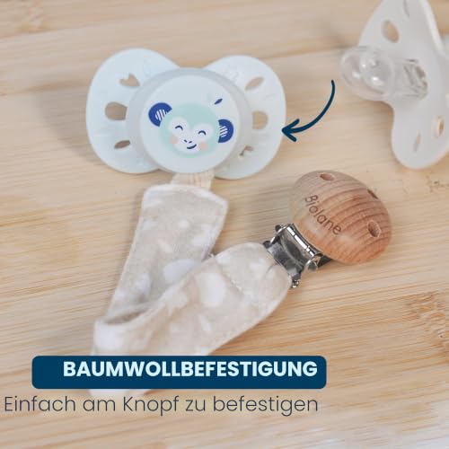 Biolane Baumwoll-Schnullerclip mit Anhänger