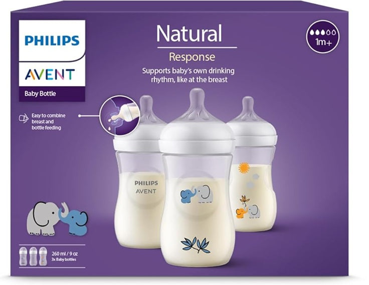 PHILIPS AVENT Natural RESPONSE Flasche 260 ml 1m+ x3 DEKOR