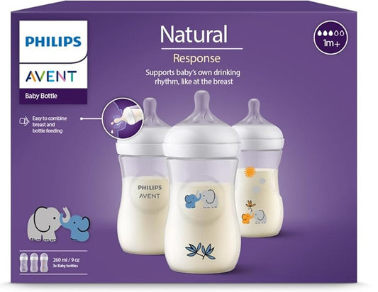 PHILIPS AVENT Natural RESPONSE Flasche 260 ml 1m+ x3 DEKOR
