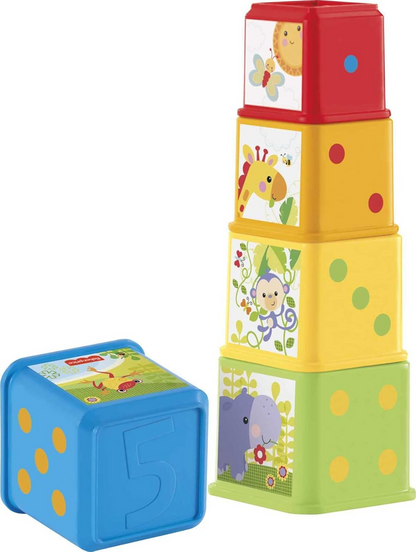 FISHER-PRICE Stack & Explore Blocks különböző méretű építőkockák, 5 darab