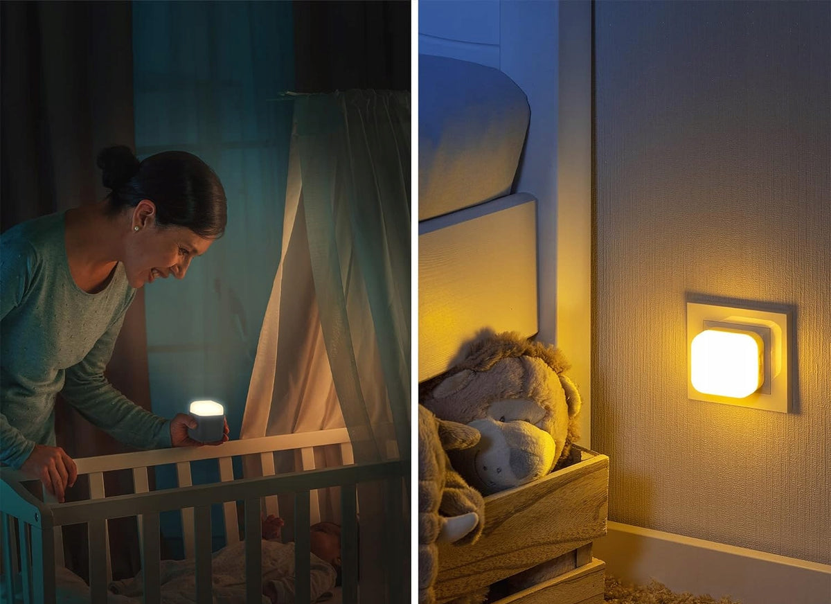 REER SleepLight 2w1 lampka nocna LED przenośna lub do gniazdka, szara lampka do pokoju dziecka