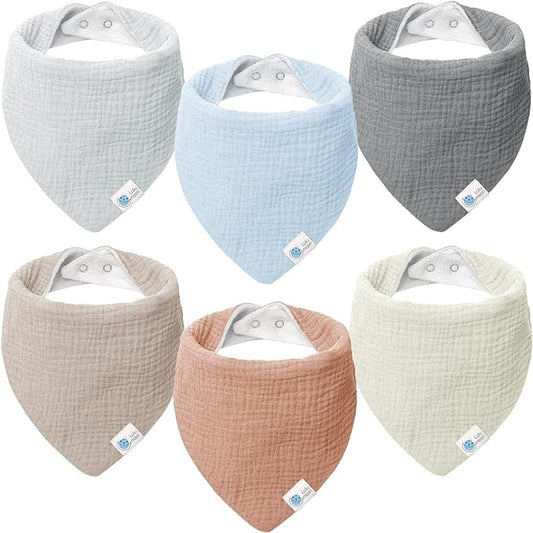 LULU MOON snap-button bandana bibs 0–36 months x6