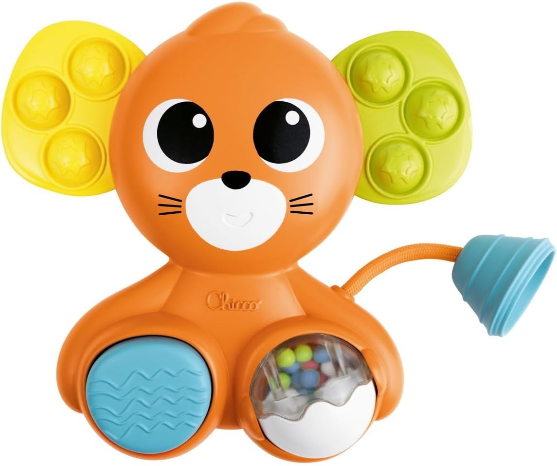 CHICCO Sensorik-Maus mit Rassel, Quietsche und Pop It 18 x 19 cm