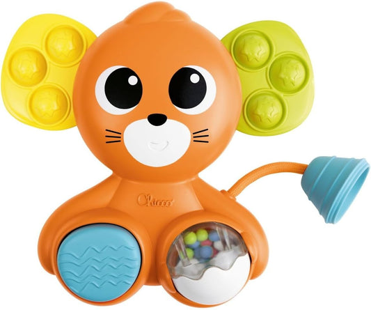 CHICCO Sensorik-Maus mit Rassel, Quietsche und Pop It 18 x 19 cm