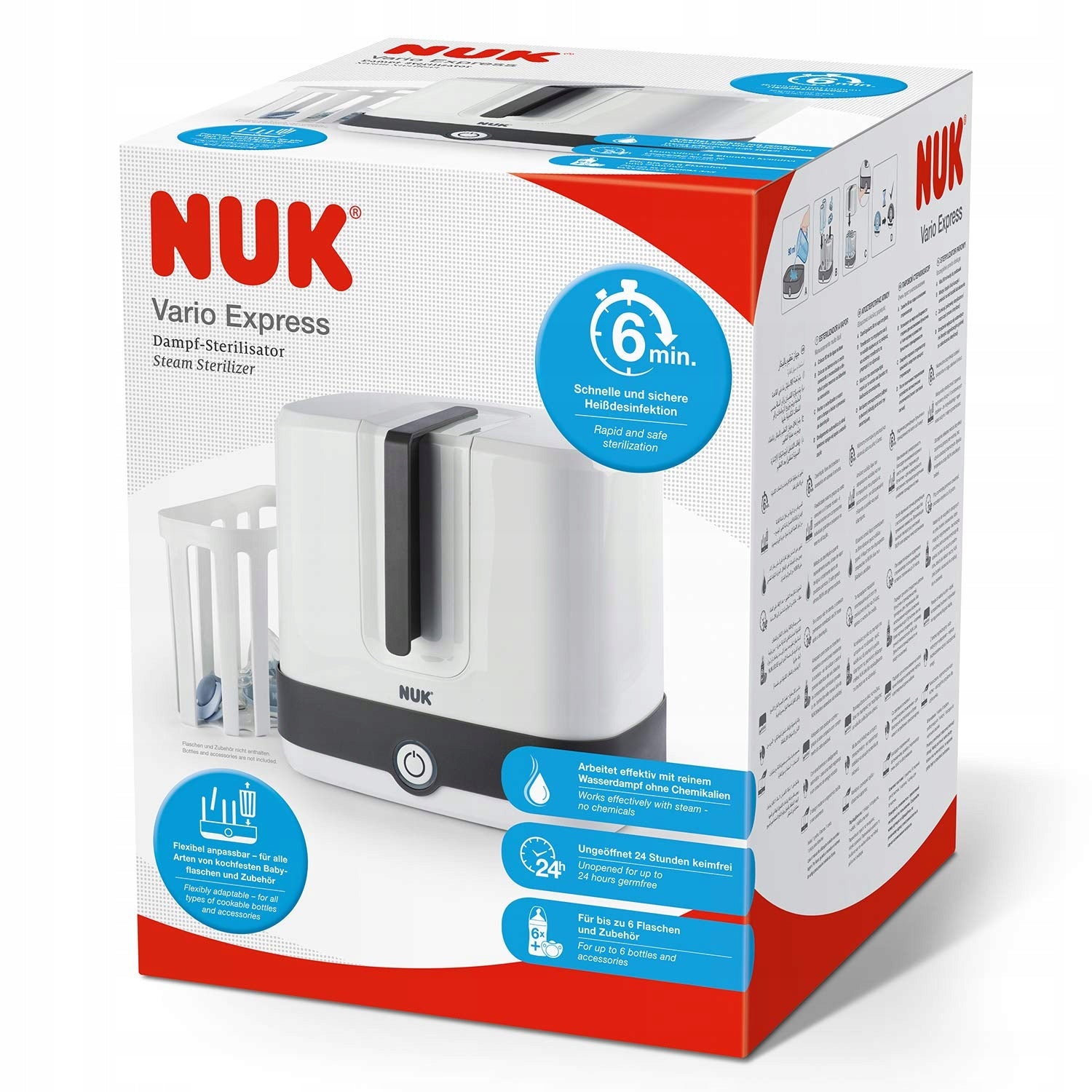 Sterilizator cu aburi NUK Vario Express, 6 minute