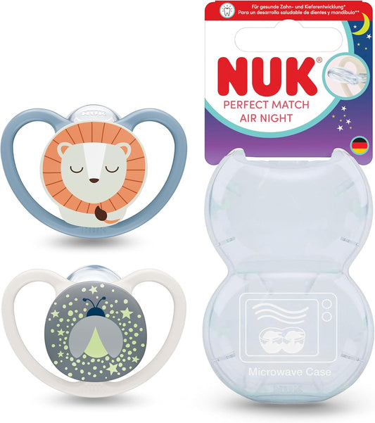 NUK Perfect Match Air Night Beruhigungssauger 0–6 Monate, 2 Stück