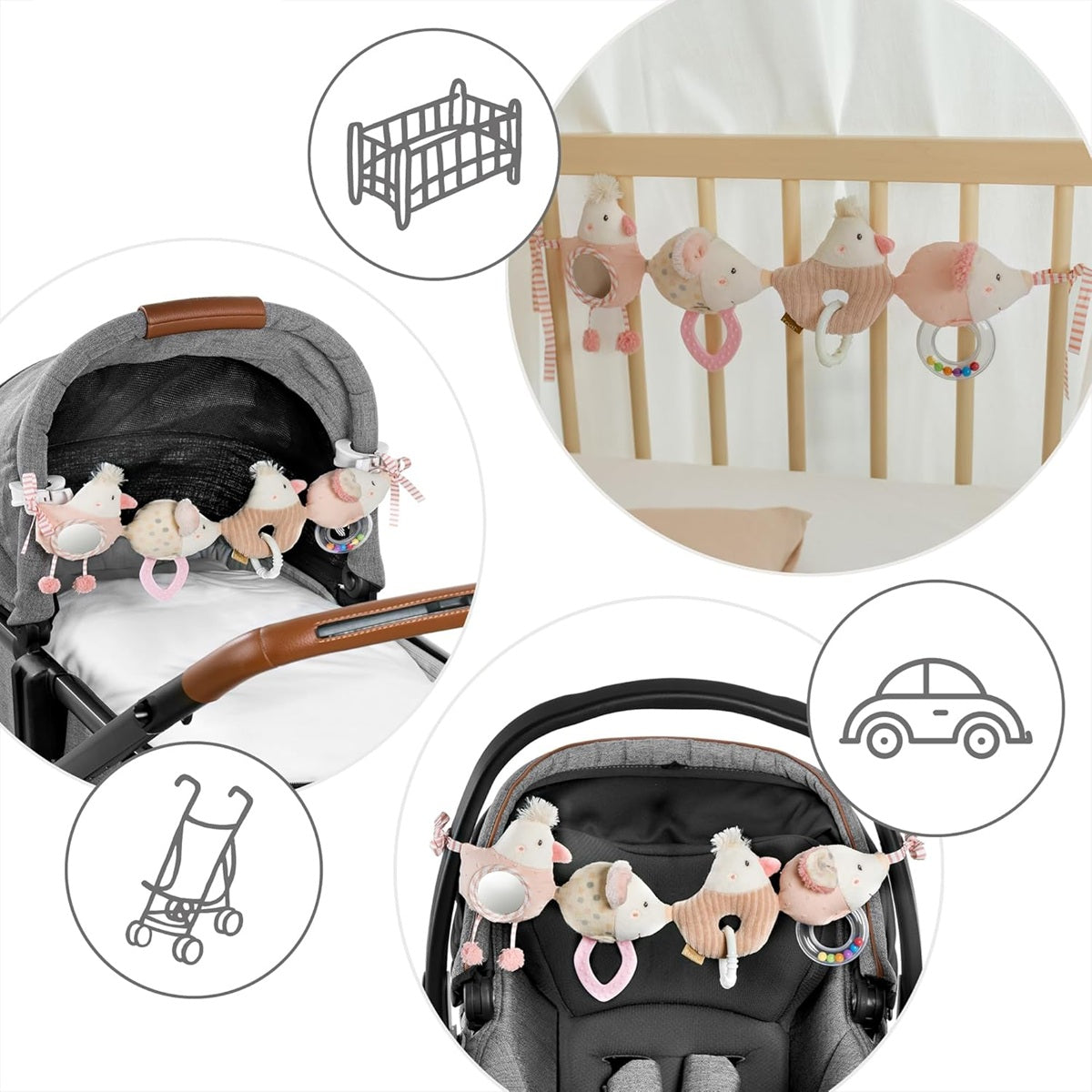 FEHN Kinderwagenkette, Bettchen, Autositz FehnLand FARMA 52 cm