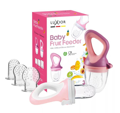 LUXIOR Schnuller für Obst für Babys 3-12 Monate 2 Stück 6 Mundstücke