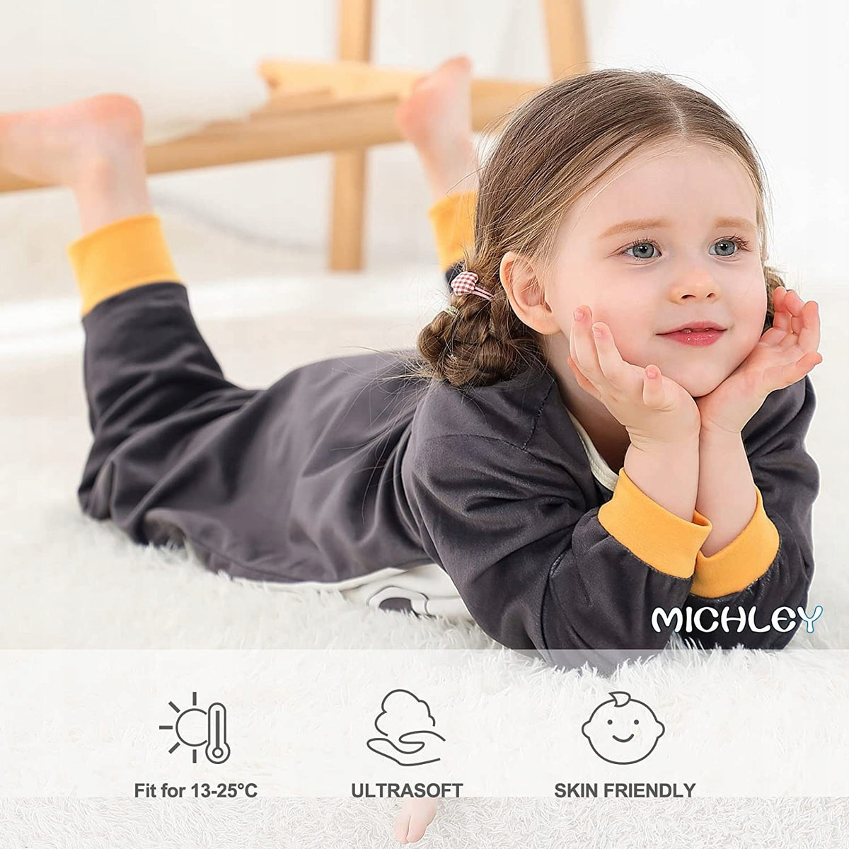 MICHLEY śpiworek do spania 5-6lat PINGWIN, ultramiękki śpiworek dziecięcy z bawełny i weluru