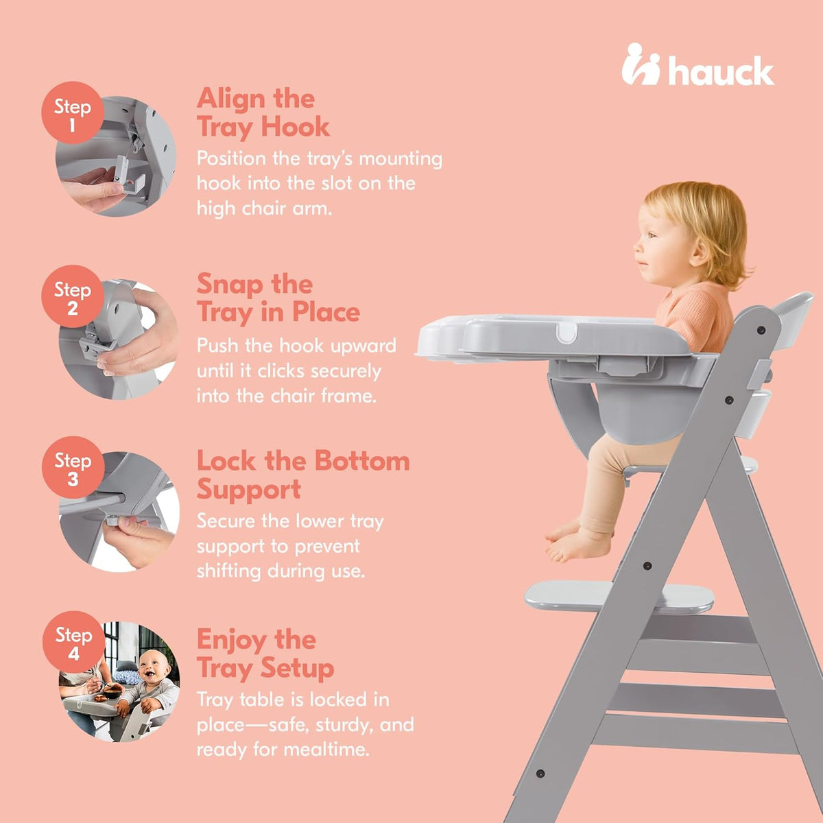 HAUCK Alpha Tray Grey zusätzliches Tablett für Hochstuhl