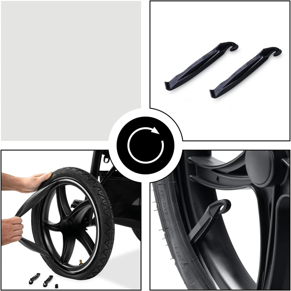 HAUCK Kinderwagen-Set RUNNER 2x Schlauch 16" + 1x Schlauch 12" + 2 Reifenheber