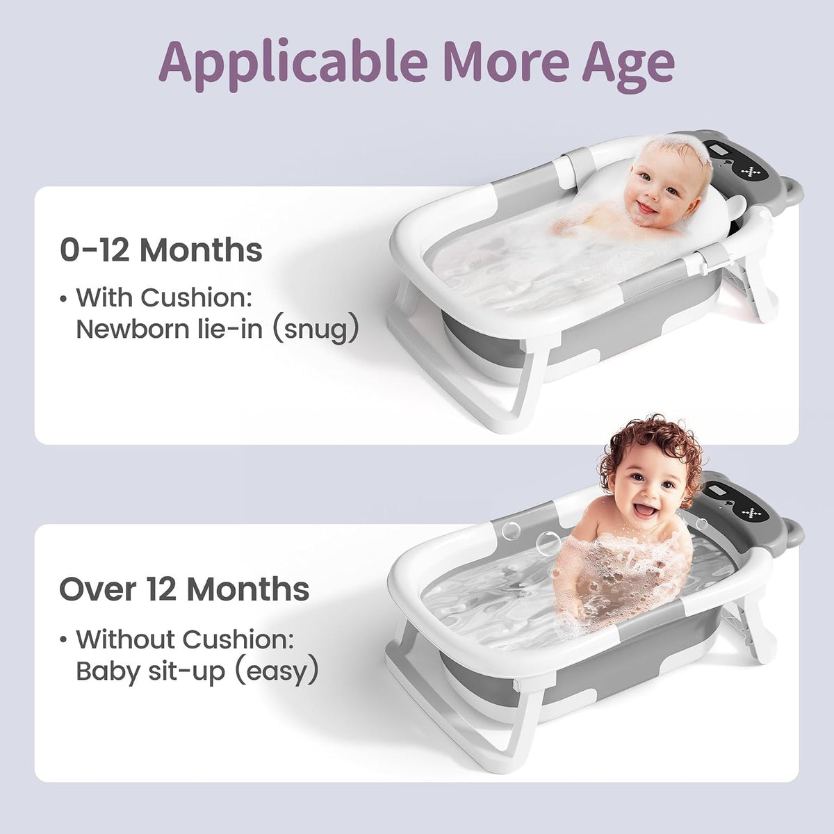 Faltbare Babywanne mit Abfluss und Thermometer