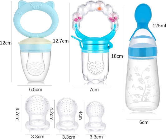 KOSHINE sucette pour fruits 2 pièces 5 embouts + cuillère 125 ml et chaîne
