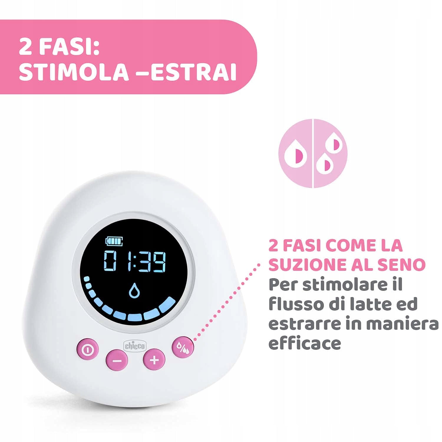 CHICCO Naturally laktator elektryczny różowy