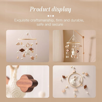 SWECOMZE Spieluhr für Babybett Holz Stoff BOHO