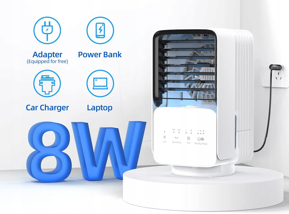 OMISOON Air Cooler Miniklimagerät 700 ml mit Touchpanel und Licht