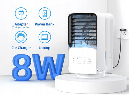 OMISOON Air Cooler Miniklimagerät 700 ml mit Touchpanel und Licht