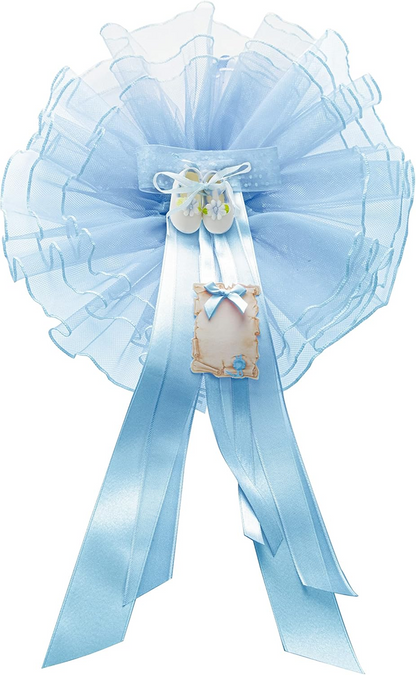 MARELI Schleife zur Geburt 32 cm Keramik Tüll Satin