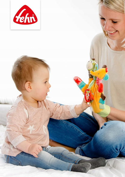 FEHN Safari hand puppet with a rattle, grabber and mirror