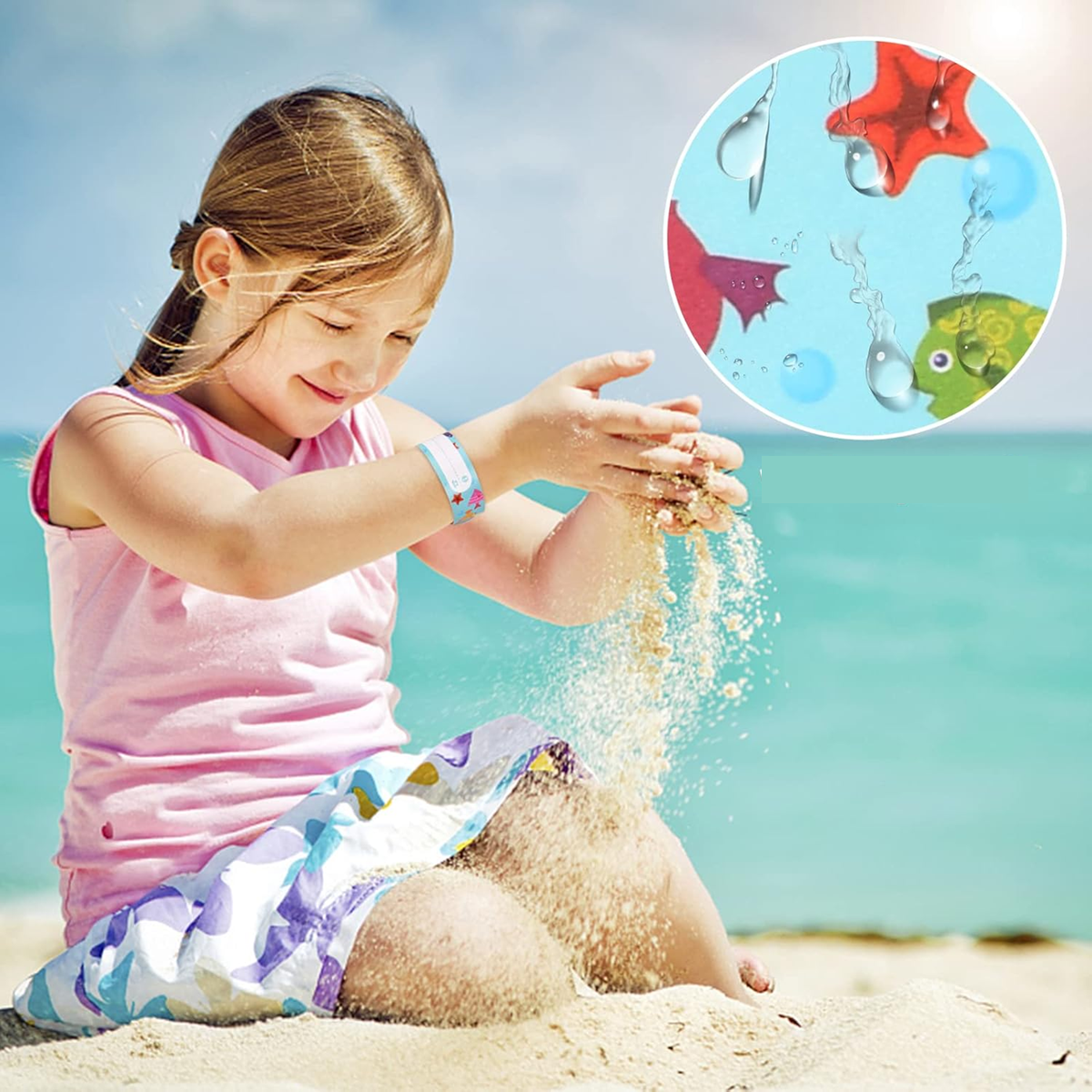 Wasserdichte SOS-Armbänder für Kinder 8 Stück