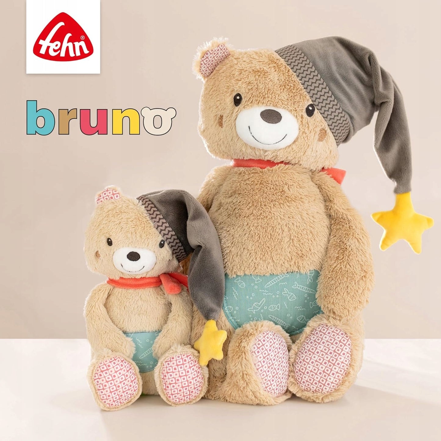 FEHN Miś Bruno wańka WSTAŃKA 14cm grzechotka